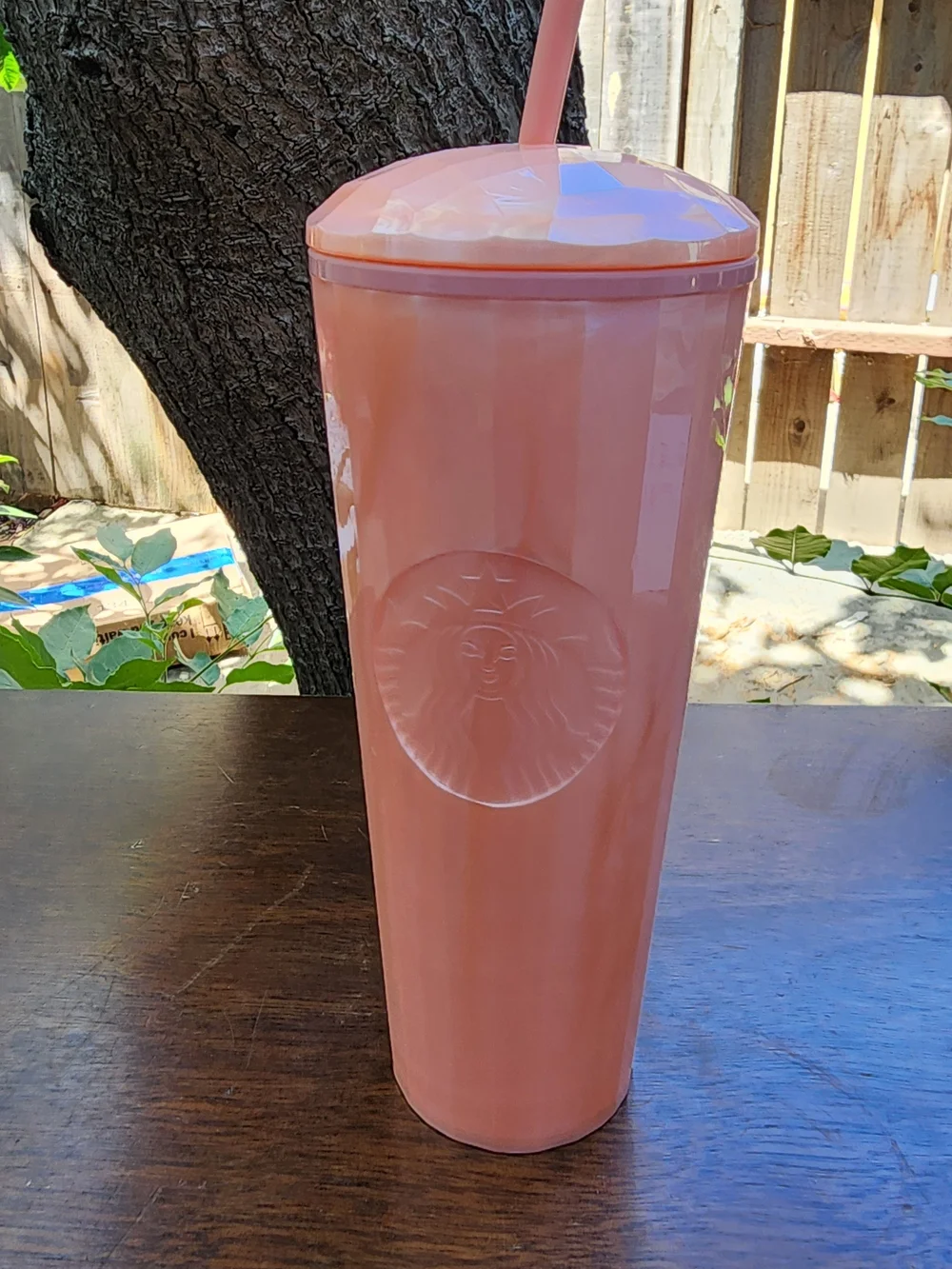NWT Starbucks Summer 2021 Peach Pearl Kaleidoscope Dome Tumbler Venti 24oz